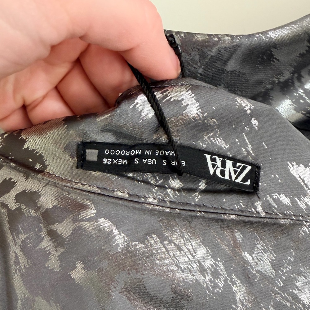Zara Metallic Silver Evening Dress - Picture 3 of 6